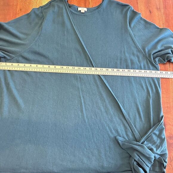 J Jill Women's 4X Cross-over Tie Front Persian Blue Teal Cotton Blend Sweater - Picture 10 of 16